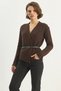 Women's Belt Detailed Knitwear Bitter Brown Cardigan - 6