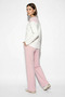 Women's Shawl Detailed Long Sleeve Basic T-Shirt with Elastic Waist Loose Pink Pants Set - 6