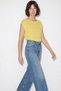 Women's Boat Neck Bat Sleeve Mercerized Cotton Knitwear Yellow Blouse - 3
