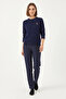 Women's Teddy Embroidered Basic Navy Blue Sweater - 3