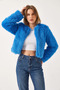 Women's Faux Fur Lined Cobalt Blue Coat - 5