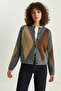 Women's Bakalava Patterned Anthracite Cardigan with Buttons - 7