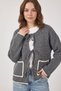 Women's Front Tie Pocket Detailed Knitwear Gray Melange Cardigan - 5