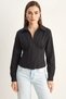 Women's Corset Detailed Back Tie Zippered Black Shirt