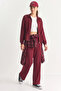 Women's Soft Textured Modal Burgundy Set with Adjustable Waist - 3