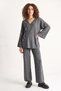 Women's Double-Breasted Knitwear High-Waist Anthracite Trousers Set - 2