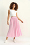 Women's Draped Maxi Pink Skirt with Elastic Waist and Pocket Detail - 4