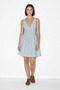 Women's V-Neck Thin Straps Striped Gipeli Back Detail Seersucker Baby Blue Dress