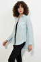 Women's Oversize Single Pocket Polka Dot Blue Shirt - 3