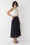 Women's Draped Maxi Black Skirt with Elastic Waist and Pocket Detail - 2