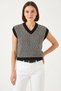 Women's Striped Knitwear Sweater Black Ecru - 2