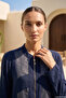 Front Half Zipper Detail Dress 2029 Navy Blue - 2
