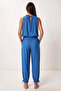 Bead Detailed Ayrobin Top and Bottom Set Lby0061 Dark Blue - 5