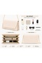 Cream Shk350 Chain Strap, Magnetic, 3 Compartments, Women's Evening Dress and Clutch, Hand and Shoulder Bag - 2