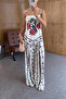 Tropical Pattern Strap Blouse and Pants Set - 9005 - 2