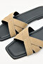 Slippers 2609 - Minimal Cross Strap Dark Beige Suede Women's Slippers - 6