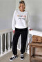 Unisex Design Printed Crew Neck Sweatshirt - 2-Piece Tracksuit Set
