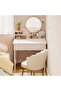Simple Makeup Vanity Dressing Table, Steel Leg Small White Table with Shelf, Drawer, Mirror and Led Light for Bedroom and Small Space (RJ60CK, 60 * 40cm) - 3
