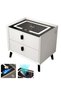 Smart Nightstands with Wireless Charging Station, USB Port, Modern Nightstands with 3 Color LED Lights, Wooden End Side Table for Bedroom, Dorm, 2 Storage Drawers (White)