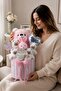 Baby Girl Welcome Gift Box – Plush Teddy Bear, Rabbit, and Plush Toy with Evil Eye Prayer, Newborn B