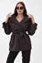 Women's Buttoned Collar, Button Closure, Lined, Belted Trench Coat 265102 - - 3