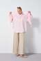 Women's Pink Oversize Poplin Shirt with Scarf 31087 - 4