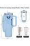 Water Bottle Carrier Bag with Phone Pocket for Stanley 40oz Tumbler with Handle, Water Bottle Holder Pouch with Adjustable Shoulder Strap & Straw Cover for Hiking Travelling Camping (blue) - 3