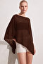Women's Brown 94% Cotton Summer Asymmetrical Transparent Flowy Cape Poncho - 2