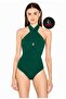 Women's Emerald Green Halter Neck No-Show Silk Jersey Bodysuit