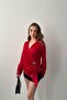 Red Gold Accessory Detailed Satin Blouse - 3