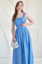 Blue Zippered Thick Strap Linen Dress