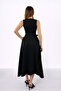 Black Asymmetrical Hem Atlas Dress - 4