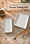 2 Piece Melamine Presentation Plate Set, Presentation Plate, Serving Plate - Patterned Unbreakable Serving Plate - White