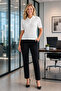 Women's White Polo Collar Buttoned Short Sleeve Knitted Sweater Blouse 23070 - 5