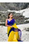 Blue & Yellow Ombre Georgette Saree - FFT7972 | Blue & Yellow-Size-0 - 4