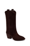 Women's Brown Thick Heeled Suede Leather Boots Wf190066Ds - 8