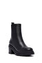 Women's Black Zippered Thick Heeled Leather Boots Wf180020Df - 8