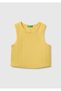 Girl's Mustard Yellow Crew Neck Undershirt with Back Logo Detail