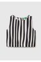 Women's black and white cotton blend all-over print button-back blouse