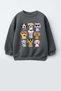 Girl's 3 Thread Fabric Cotton Dog Printed Sweatshirt