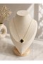 Steel Women's Gold Color Black Quarter Clover Necklace Elegant Stylish Model