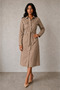 Women's Safari Model Coated Buttoned Belted Pocketed Long Denim Trench Coat