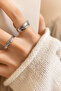Women's Silver Color 2-Piece Ring Set Patterned Minimal Model - 4