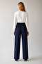 Wide Leg Navy Blue Fabric Trousers 1570 - 3
