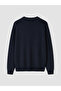 Ozmarka New Season Navy Blue Crew Neck Embroidered Men's Knitwear Sweater - 3