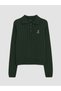 Ozmarka New Season Green Polo Collar Patterned Women's Knitwear Sweater - 5