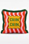 Retro Text and Heart Figured Wavy Striped 4-Piece Fringed Throw Pillow Cover Set - 5