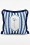Blue and White Striped Wildflower Patterned 4-Piece Fringed Throw Pillow Cover Set - 4