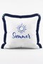 Summer and Beach Themed Crab and Seashell Striped 4-Piece Fringed Throw Pillow Cover Set - 6