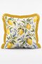 Limoncello Bottle and Lemon Flower Patterned Striped 4-Piece Fringed Throw Pillow Cover Set - 5